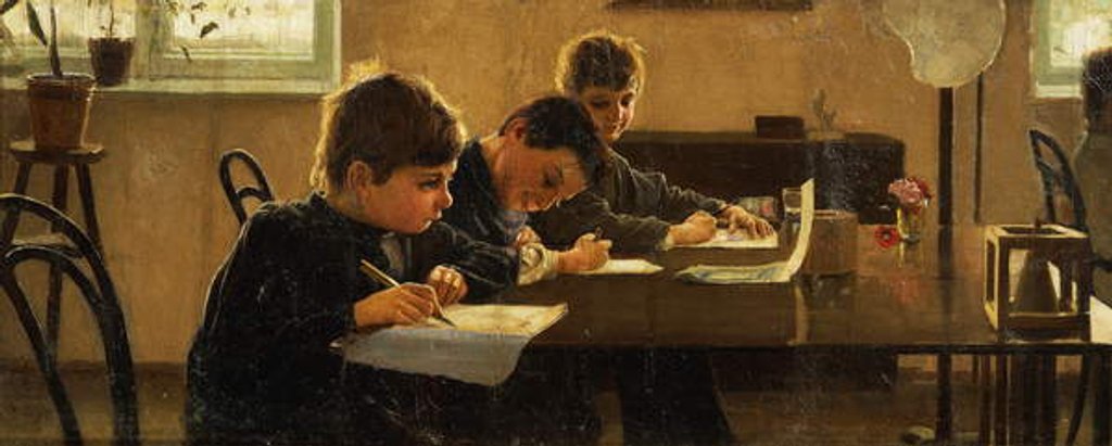 Detail of A lesson, 1891 by Sergei Kostenko