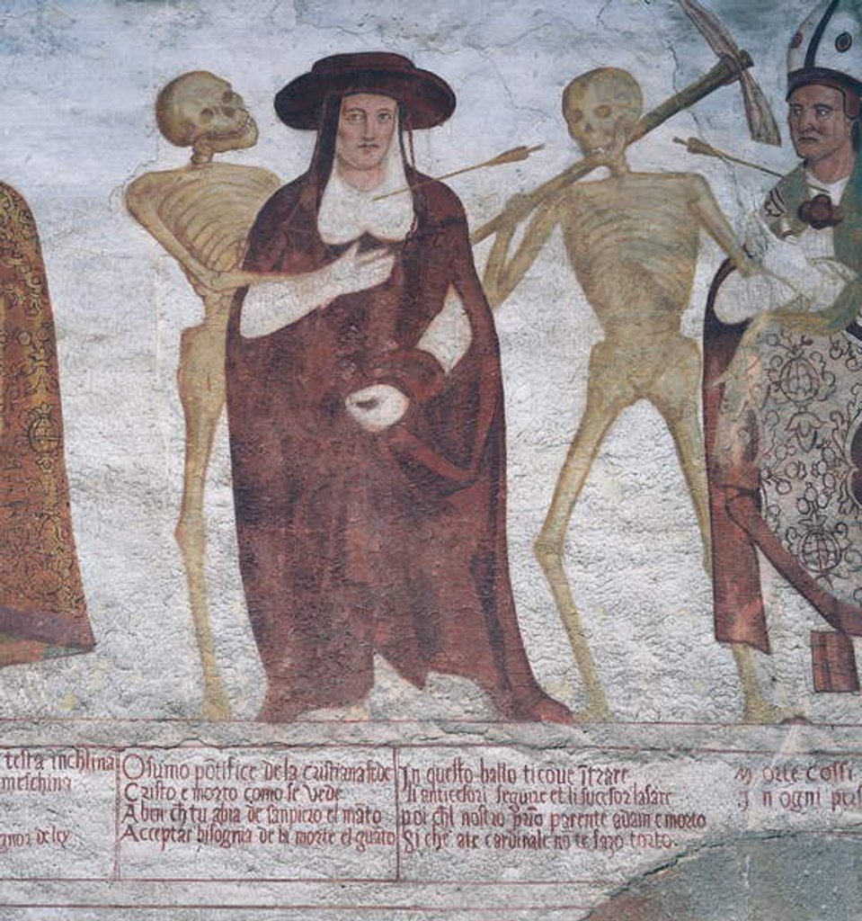 Detail of The Cardinal and Death, detail from The Dance of Death, 1539 by Simone II Baschenis