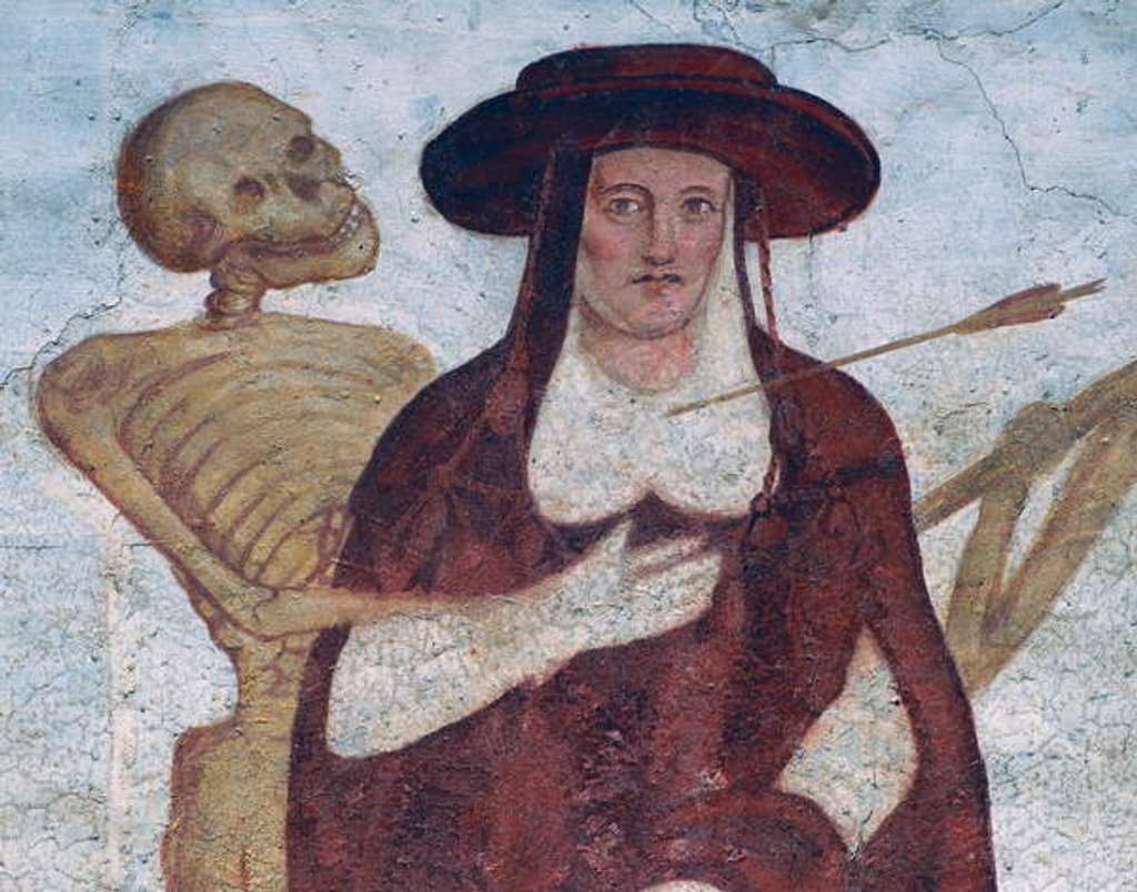 Detail of The Cardinal and Death, detail from The Dance of Death, 1539 by Simone II Baschenis