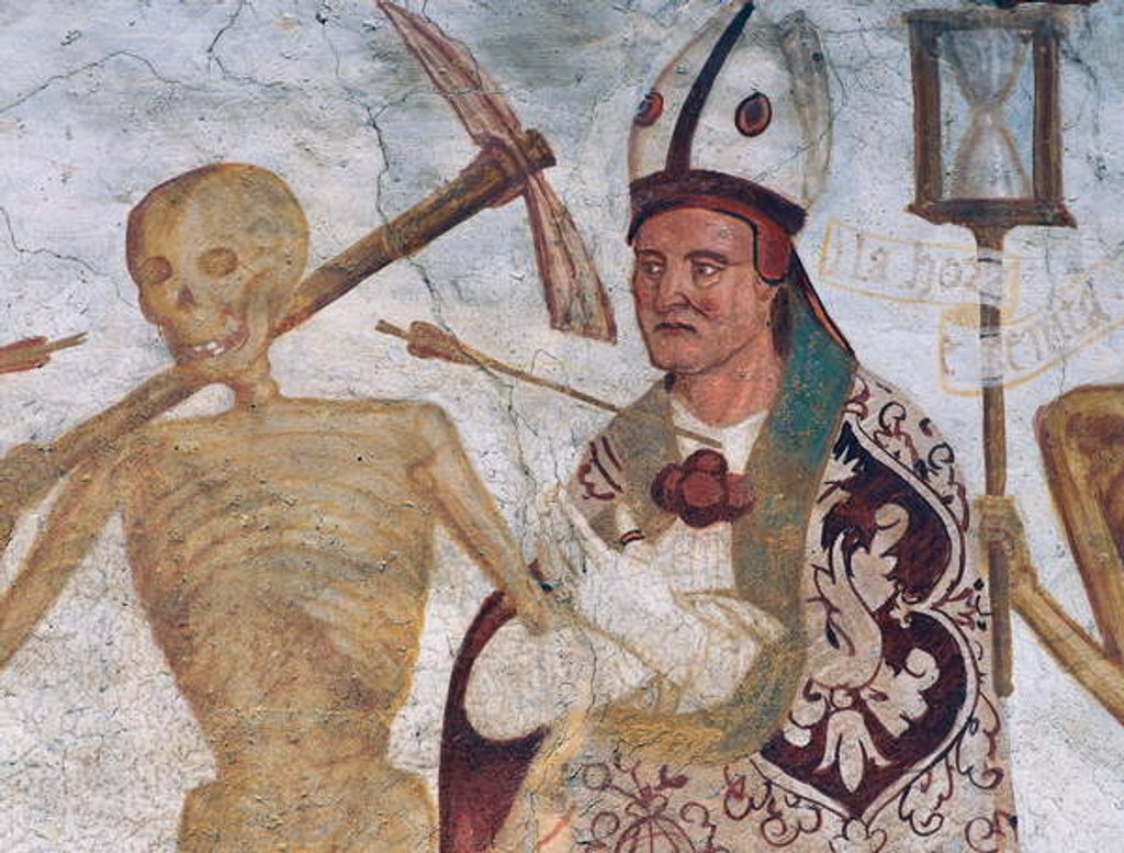 Detail of The Bishop and Death, detail from The Dance of Death, 1539 by Simone II Baschenis