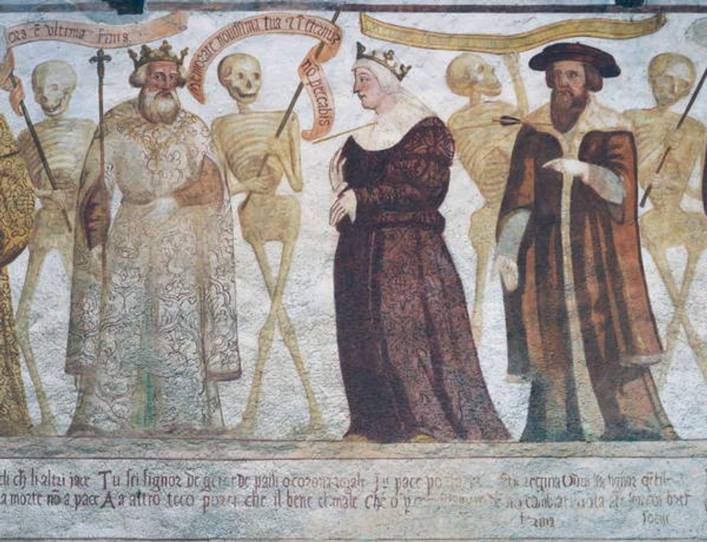 Detail of Death with the King, the Queen and the Doctor, detail from The Dance of Death, 1539 by Simone II Baschenis