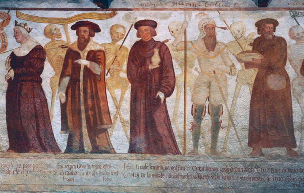 Detail of Death with the Queen, the Duke, the Doctor and the rich miser by Simone II Baschenis