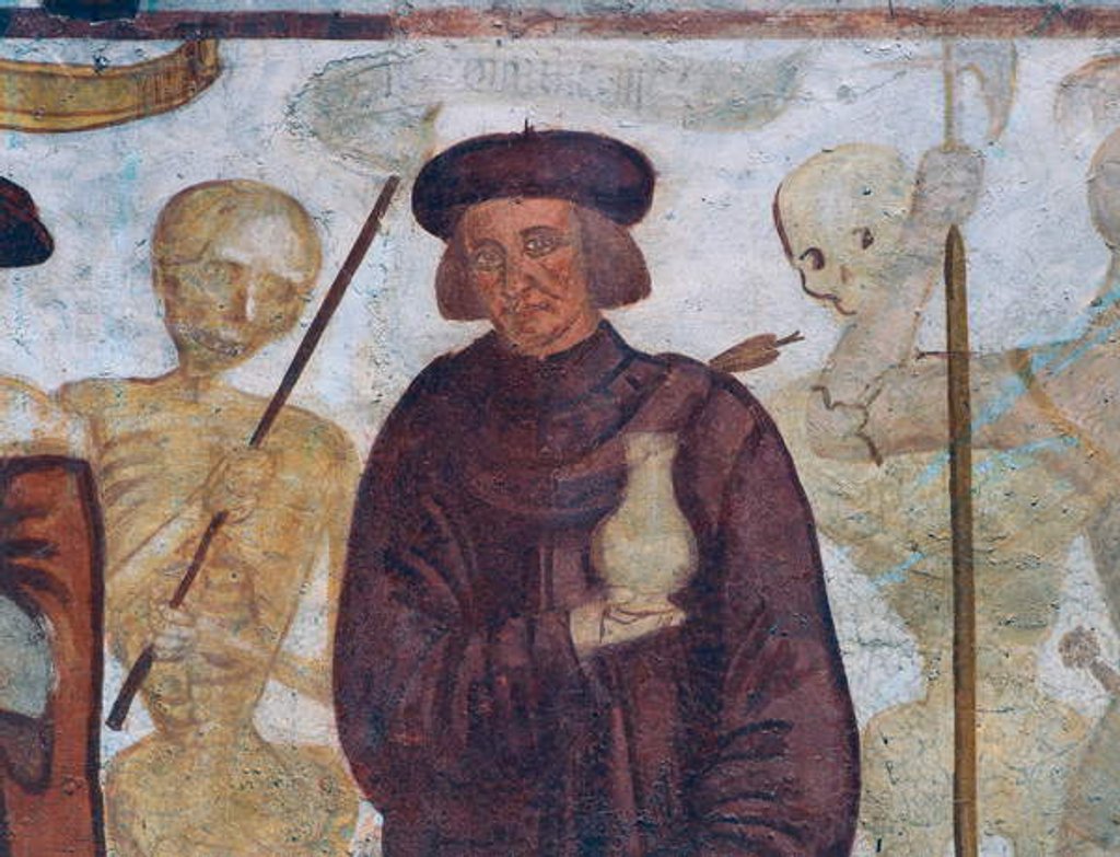 Detail of Death with the Doctor by Simone II Baschenis