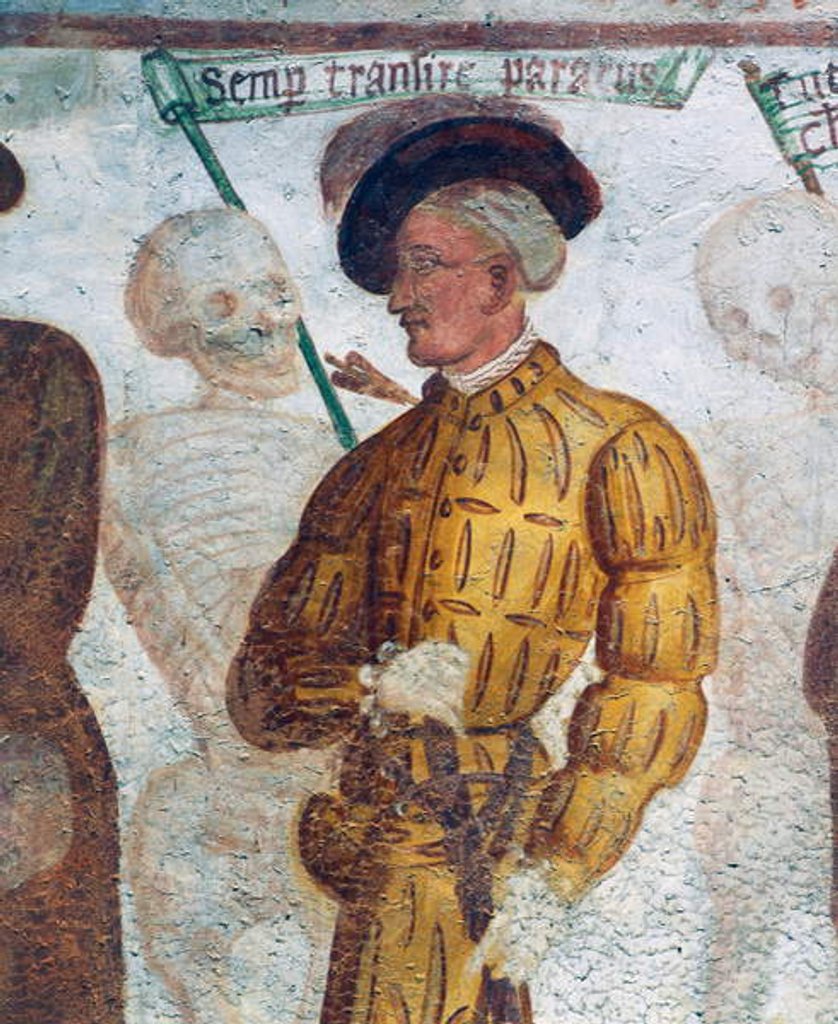 Detail of Death with the young man by Simone II Baschenis