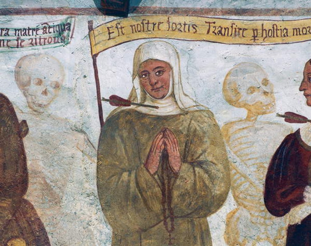 Detail of Death with the nun by Simone II Baschenis