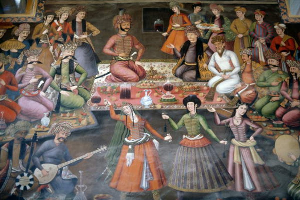 Detail of Shah Abbas I Great receiving Nadr Vali Muhammad Khan of Khanate of Bukhara, Reception Hall, 1647 by Persian School