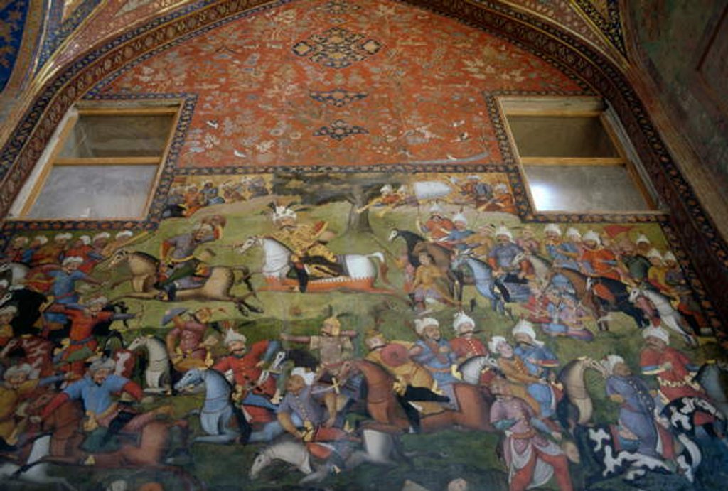 Detail of Battle of Taher-Abad or Battle of Merv with victory of Shah Ismail I over Muhammad Shaybani Khan, Reception Hall, 1647 by Persian School