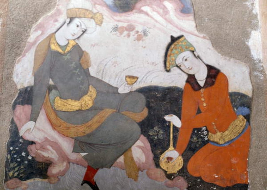 Detail of Female figures with glass and bottle, 1647 by Persian School