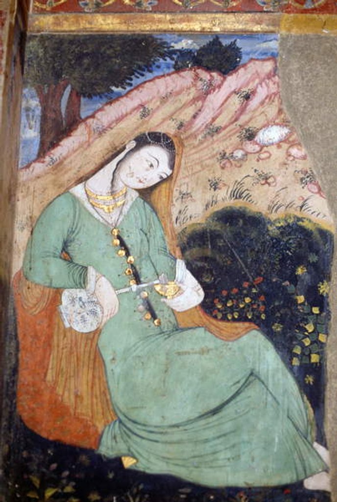 Detail of Female figure with glass and bottle, 1647 by Persian School