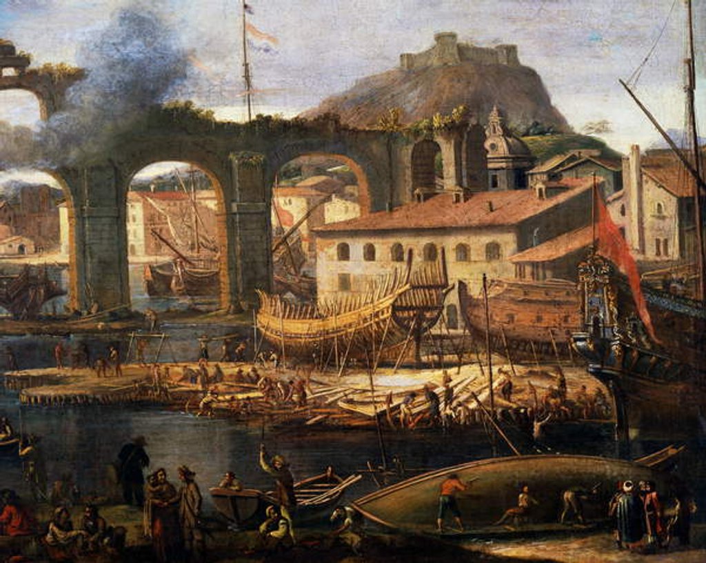 Detail of The Shipyards of La Ciotat, 1664 by Jean Baptiste I de La Rose