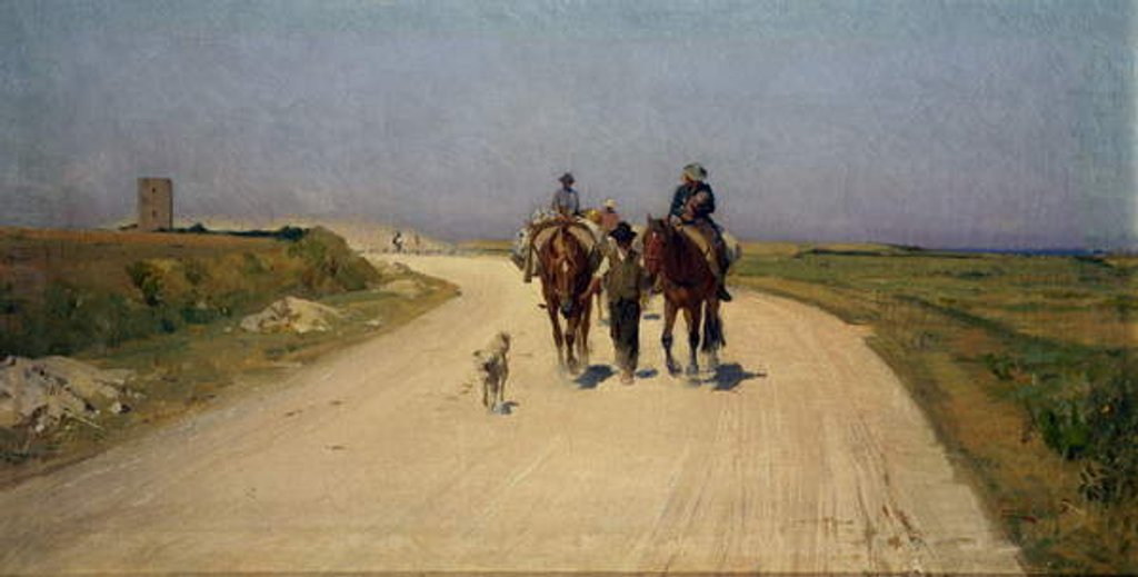 Detail of Sunny road, 1885 by Luigi Gioli