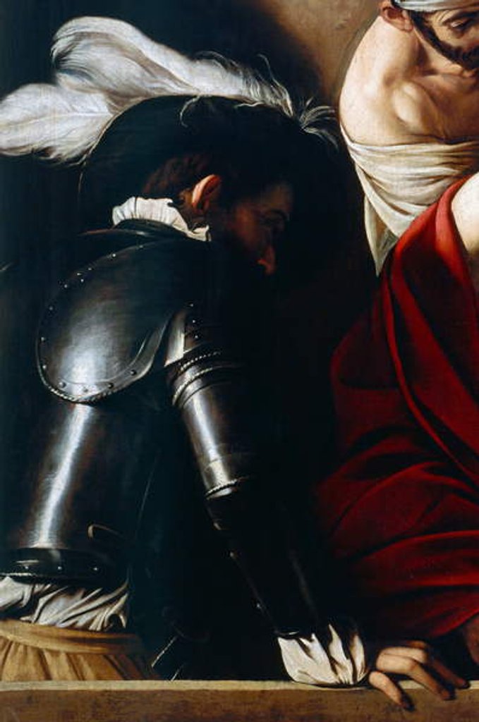 Detail of Man in armor by Michelangelo Merisi da Caravaggio