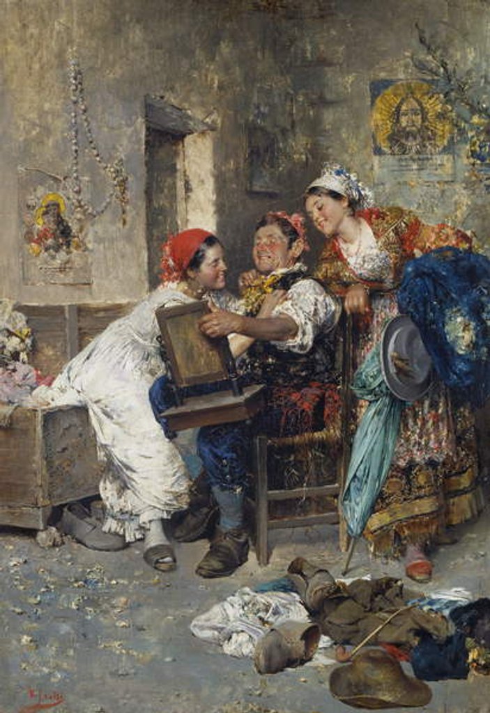 Detail of Gypsies, man with two women, 1912 by Vicenzo Irolli