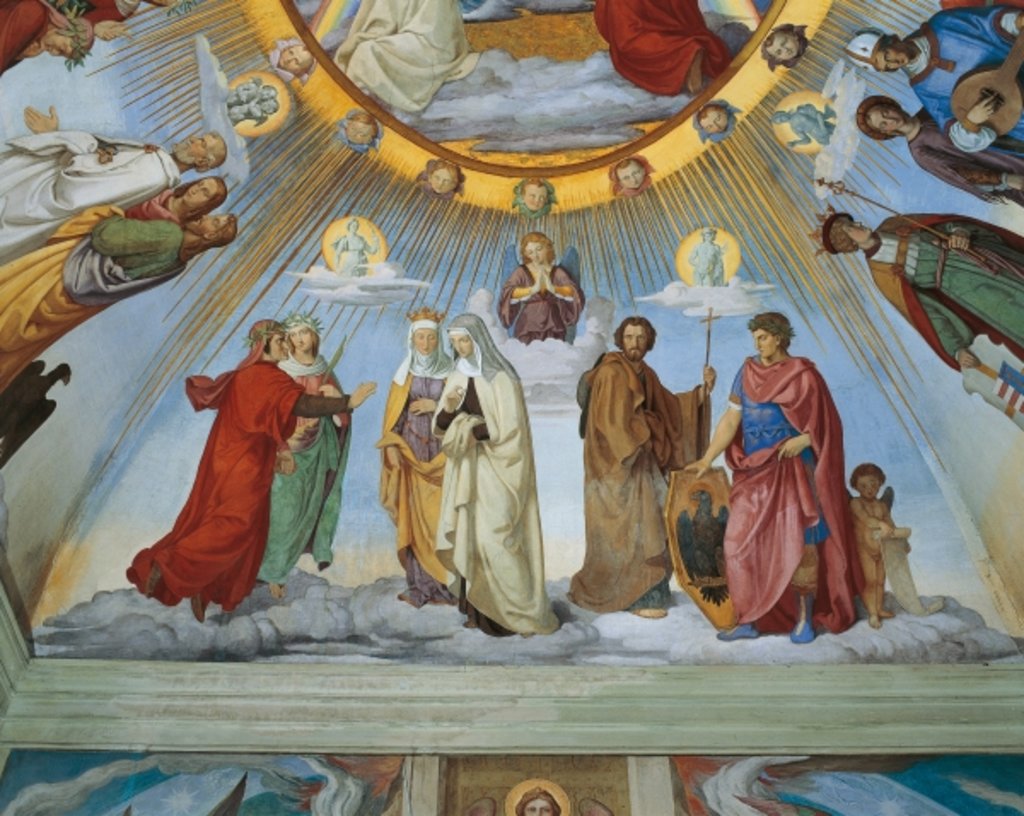 Detail of Dante and Beatrice speak to Piccarda and Constance by Philipp Veit