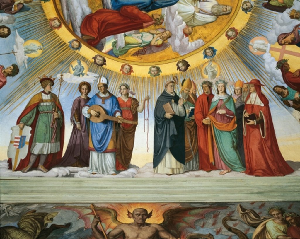 Detail of Dante and Beatrice speak to the teachers of wisdom by Philipp Veit