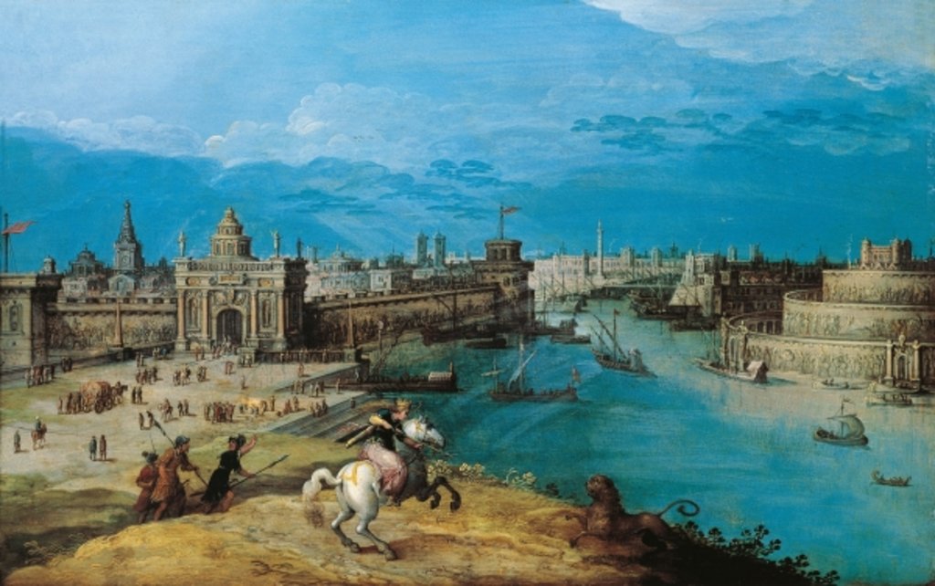 Detail of Hunting the lion at the Gates of Babylon by Adriaen I van Nieulandt