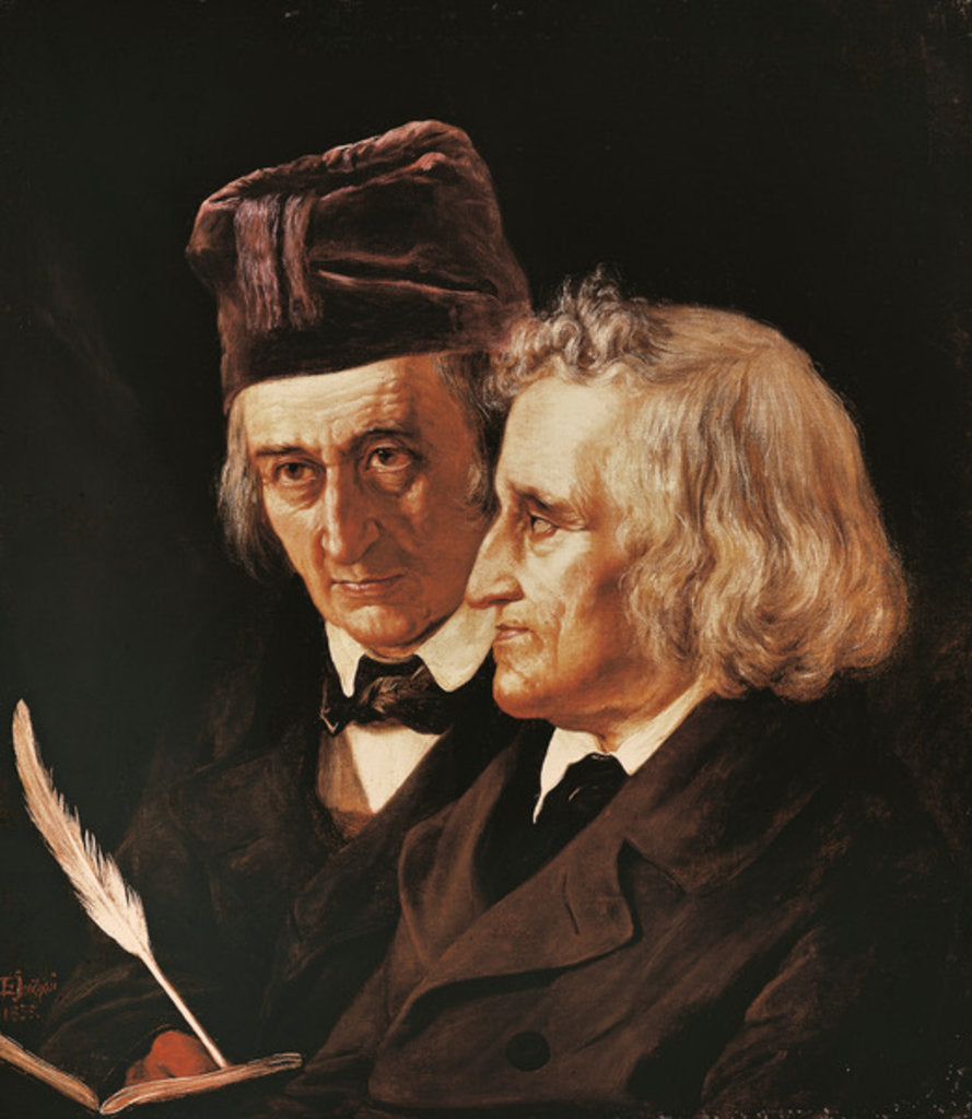 Detail of Portrait of brothers Jacob and Wilhelm Grimm, 1855 by Elisabeth Maria Anna Jerichau-Baumann