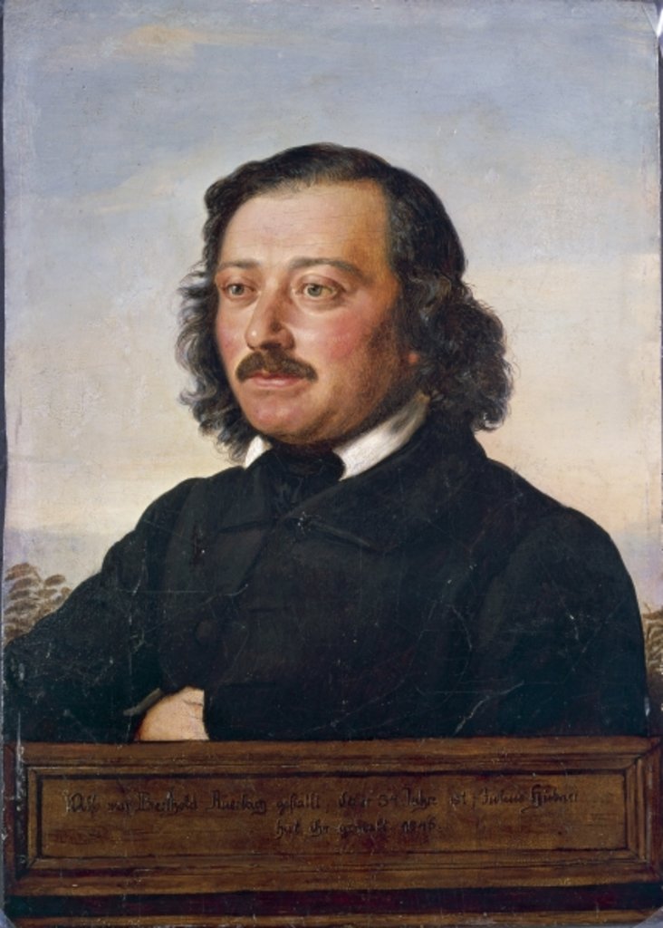 Detail of Portrait of Berthold Auerbach, 1846 by Rudolf Julius Benno Huebner