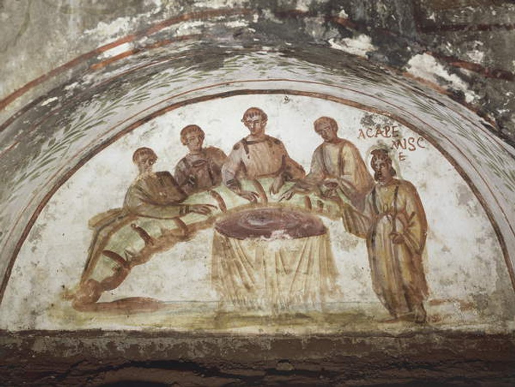 Detail of Fresco depicting banquet scene by Roman