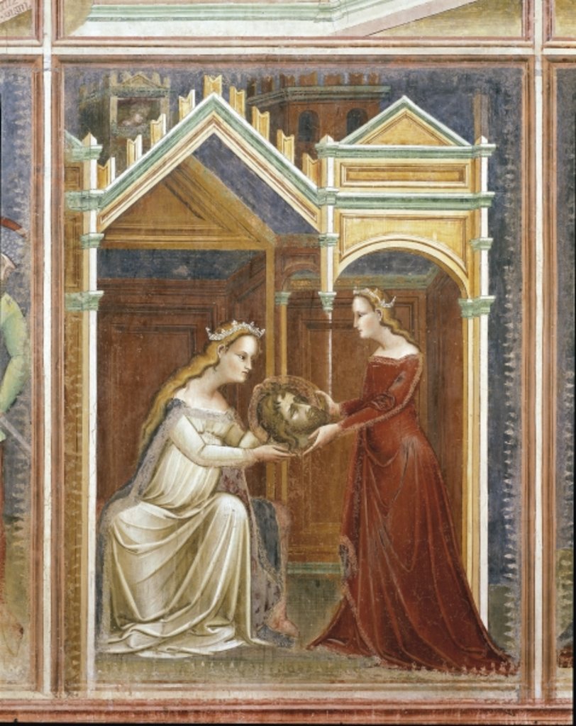 Detail of Salome offering the head of John the Baptist to her mother Herodius, c.1350-60 by Italian School