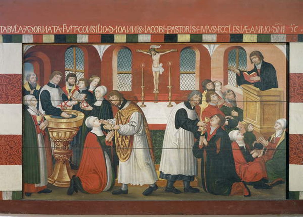 Detail of Martin Luther preaching by Dutch School