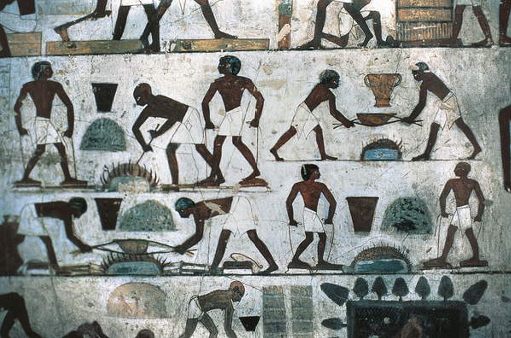 Detail of Foundry operations, South Wall of the Tomb of Rekhmire, New Kingdom by Egyptian 18th Dynasty