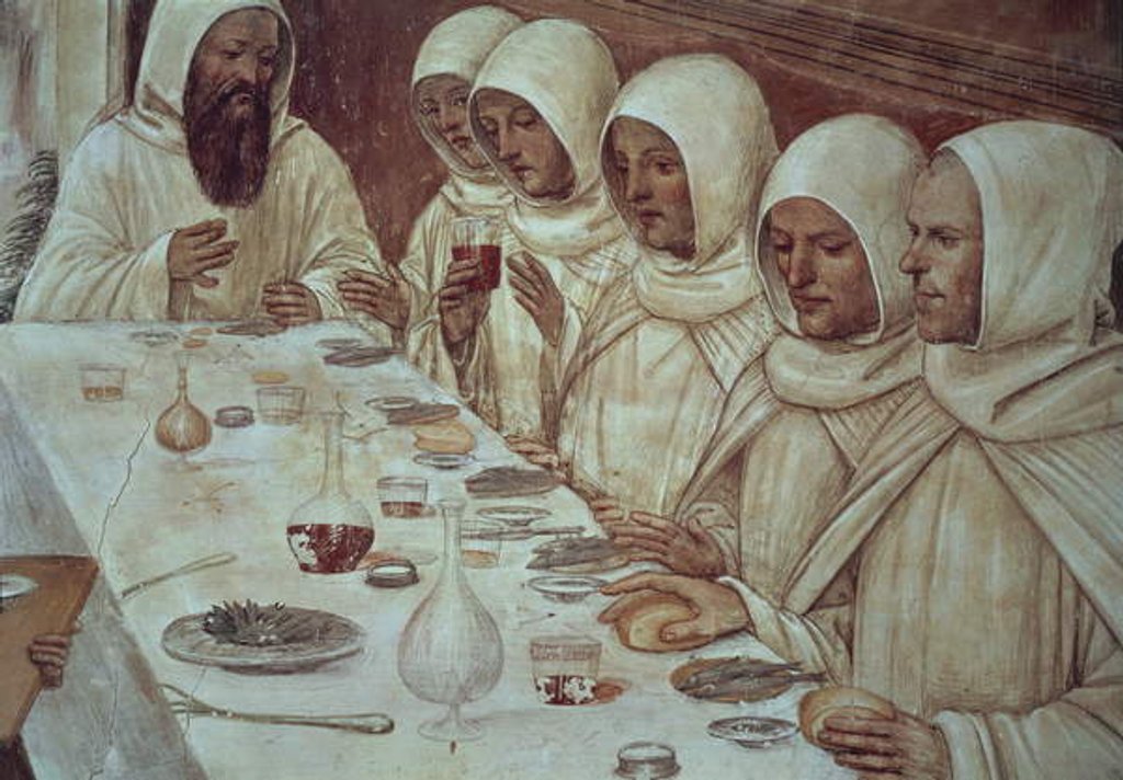 Detail of St Benedict having obtained ample flour and fed the monks by Giovanni Antonio Bazzi Sodoma