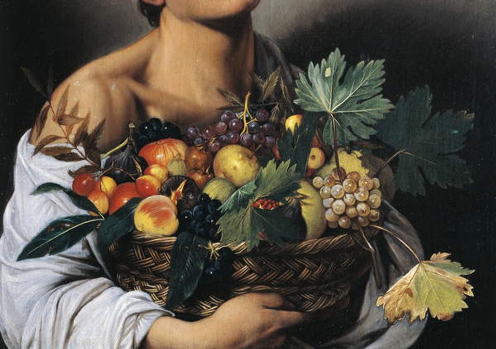 Detail of Boy with a Basket of Fruit, detail, 1593-94 by Michelangelo Merisi da Caravaggio