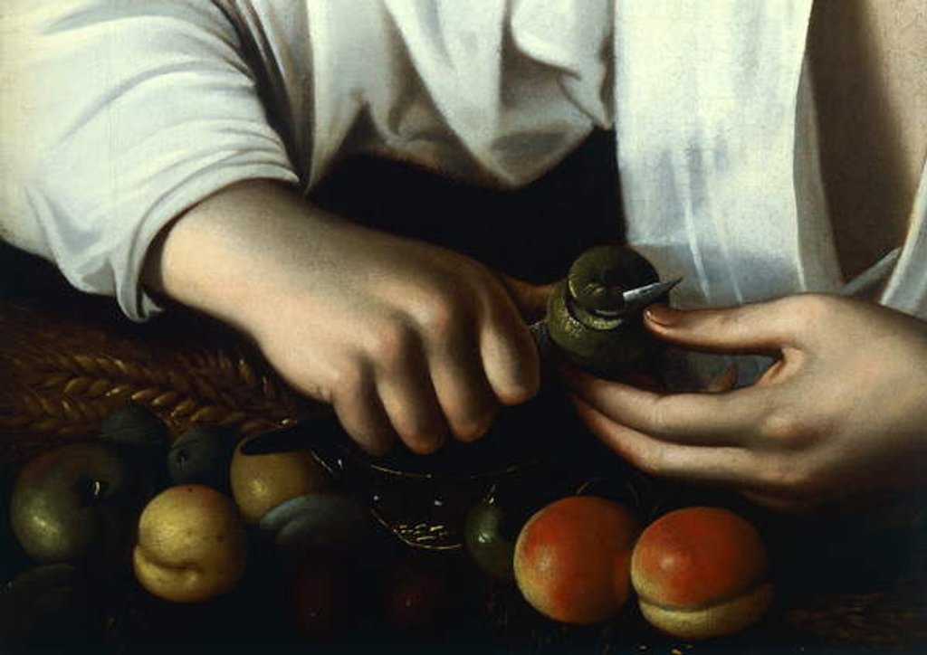 Detail of Boy Peeling Fruit, detail, 1591 by Michelangelo Merisi da Caravaggio