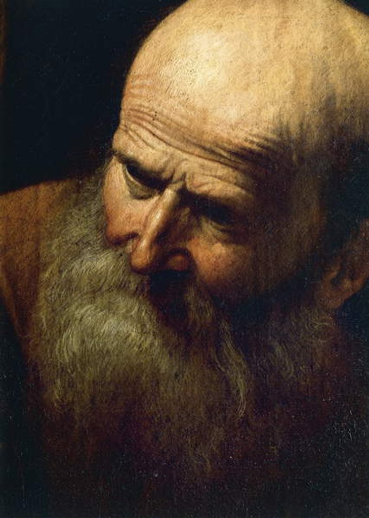 Detail of Face of Abraham by Michelangelo Merisi da Caravaggio