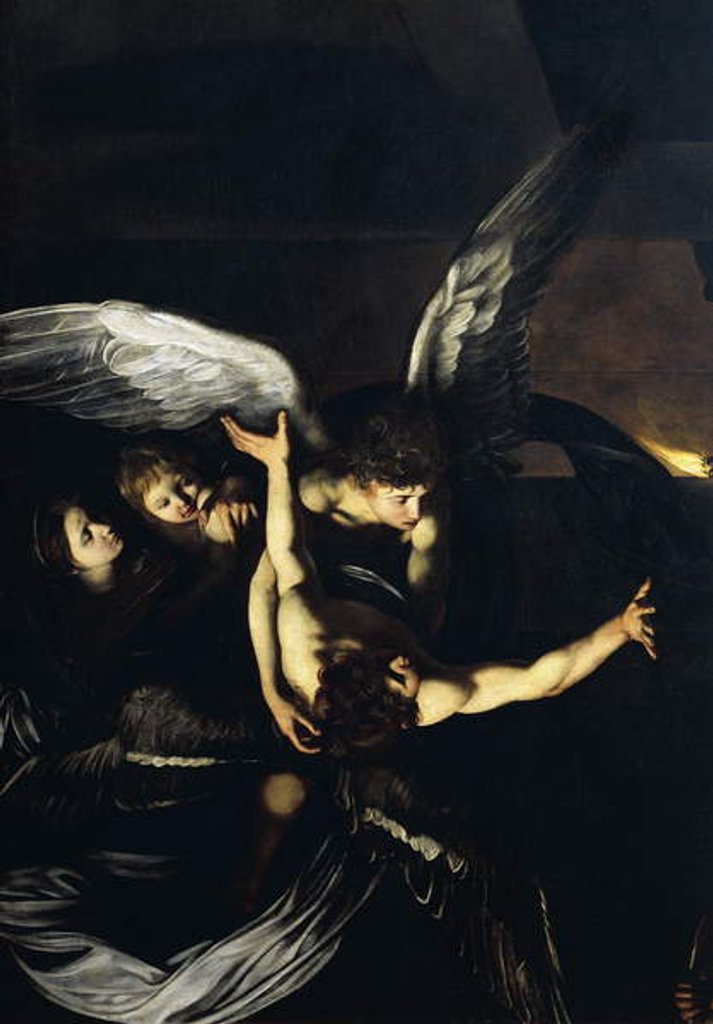 Detail of Figures of angels by Michelangelo Merisi da Caravaggio