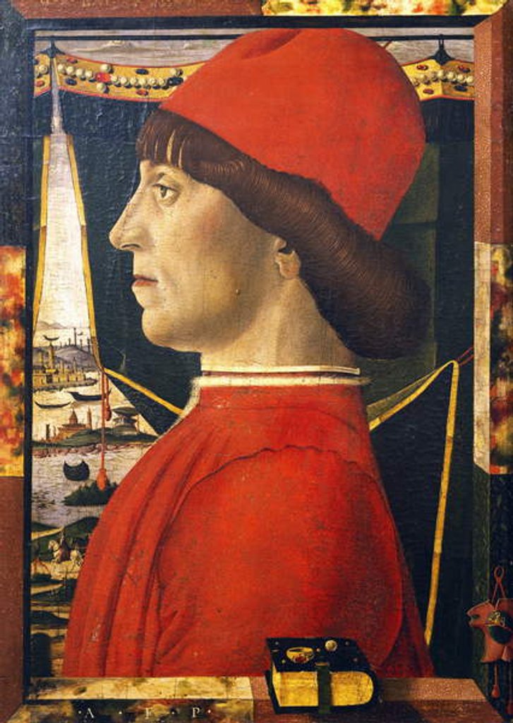 Detail of Portrait of gentleman, Italy 1475 by Baldassare d' Este