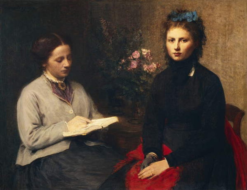 Detail of Reading, 1870 by Ignace Henri Jean Fantin-Latour