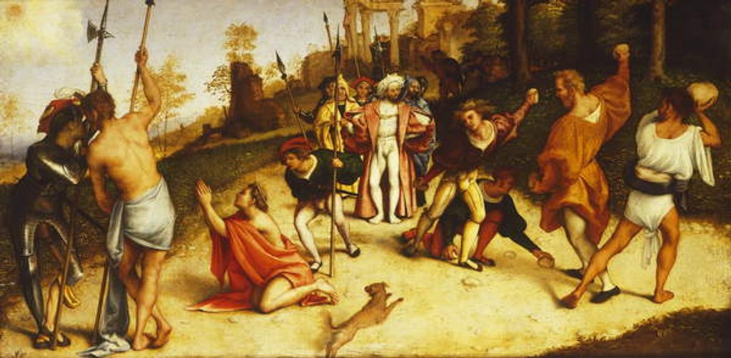 Detail of Martyrdom of St Stephen, division of Martinengo Altarpiece by Lorenzo Lotto by Lorenzo Lotto