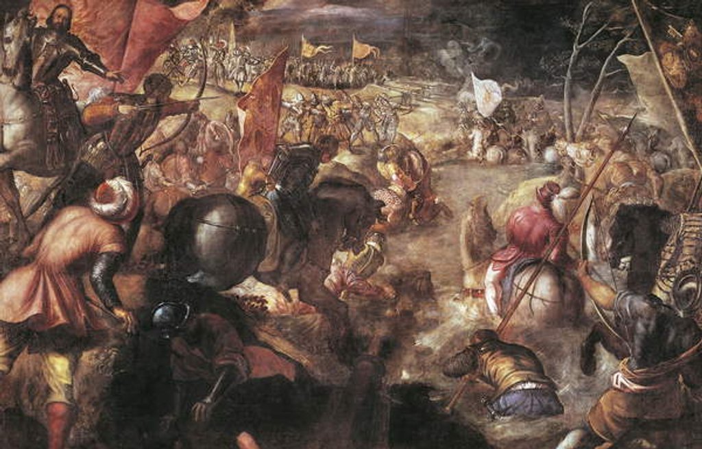 Detail of Francesco II Gonzaga Fighting in the Battle of Taro against Charles VIII of France in 1495, 1579 by Jacopo Robusti Tintoretto