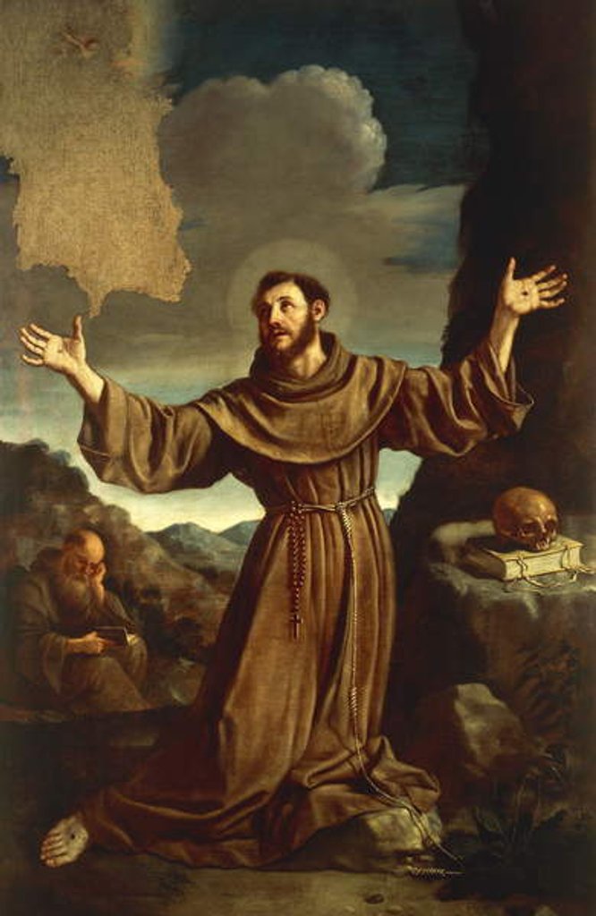 Detail of St. Francis of Assisi Receiving the Stigmata by Guercino (1591-1666)