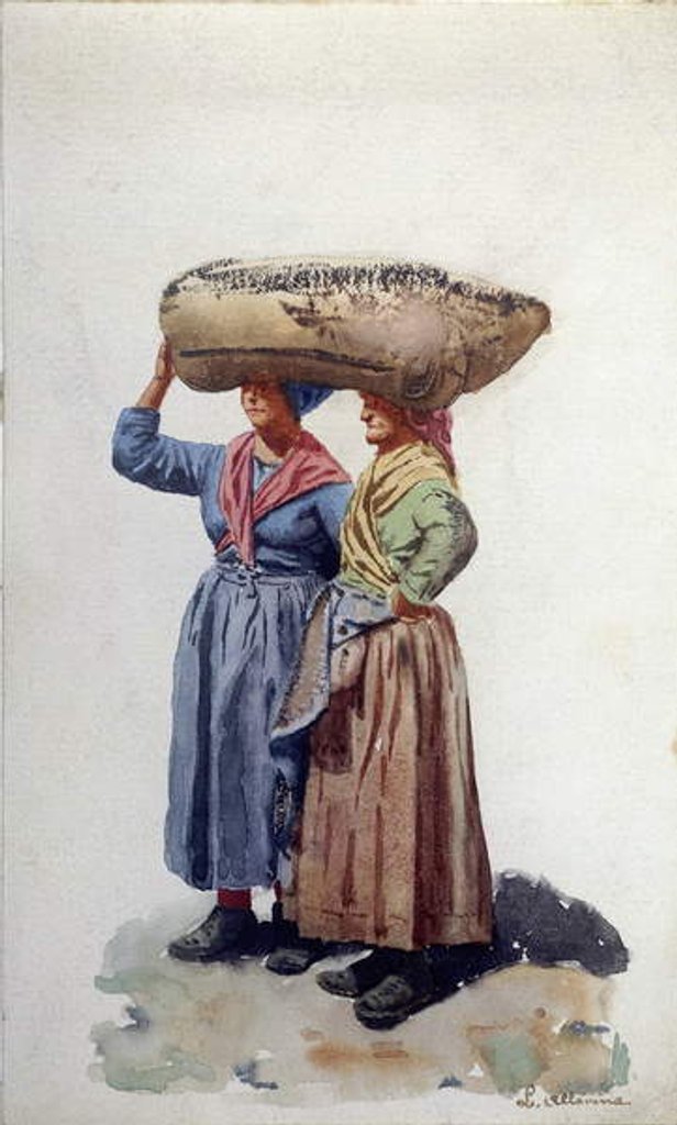Detail of Two women dock workers at Genoa port, c.1890 by L. Allavena