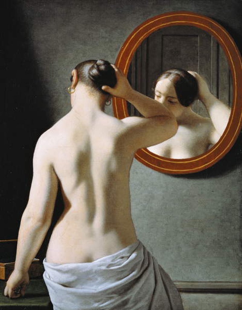 Detail of A Nude Woman doing her Hair in front of a Mirror, 1841 by Christoffer-Wilhelm Eckersberg