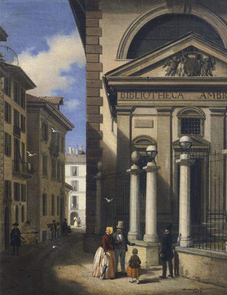 Detail of The Ambrosiana in Milan Going Towards Piazza San Sepolcro, 1853 by Amanzia Guérillot