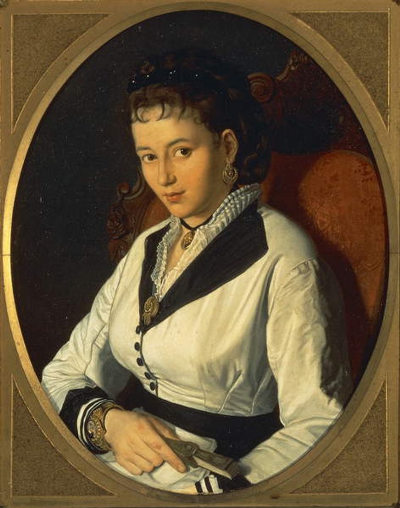 Detail of Portrait of Young Woman 1840-1869 by Pompeo Molmenti