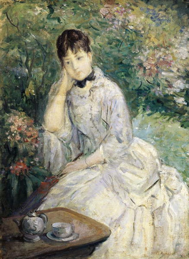 Detail of Young Woman Seated on a Sofa by Berthe Morisot