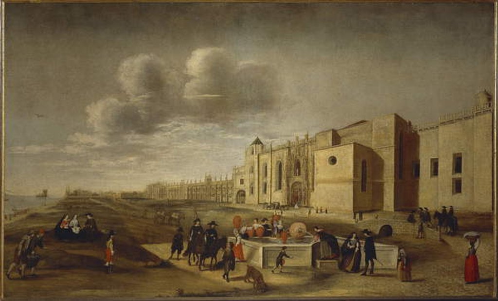 Detail of Panoramic view of Jeronimos Monastery and Belem Square, Lisbon, 1650 by Filipe Lobo