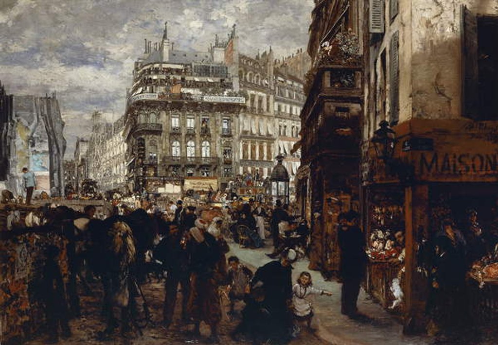 Detail of A week day in Paris, 1869 by Adolph Friedrich Erdmann von Menzel