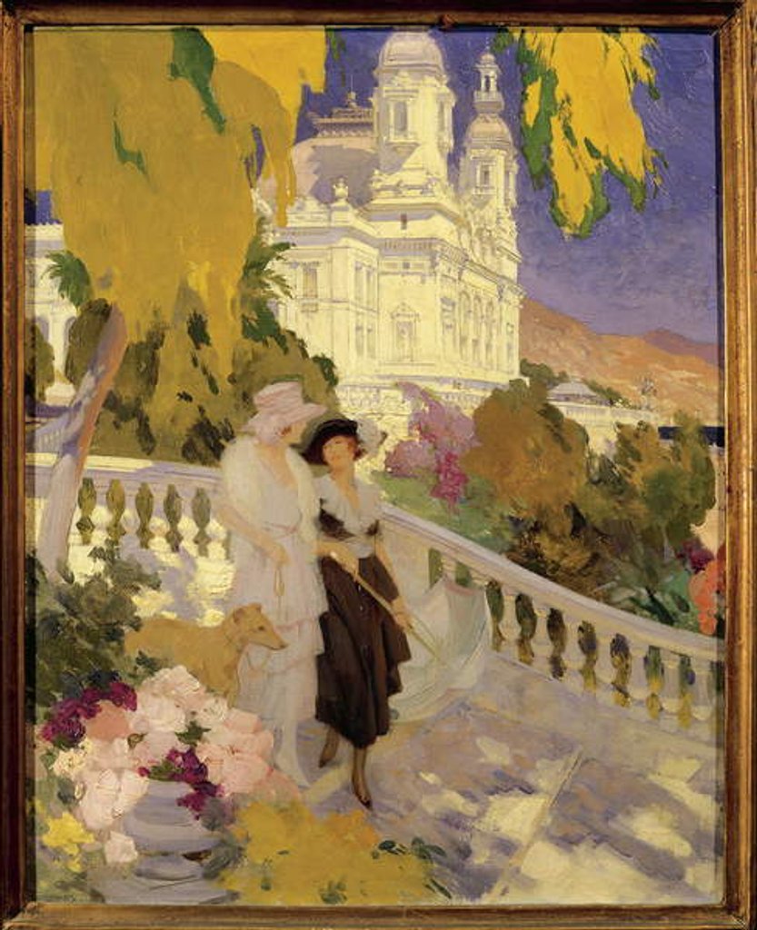 Detail of The Walk on the Terrace of the Casino of Montecarlo by Rene Lelong