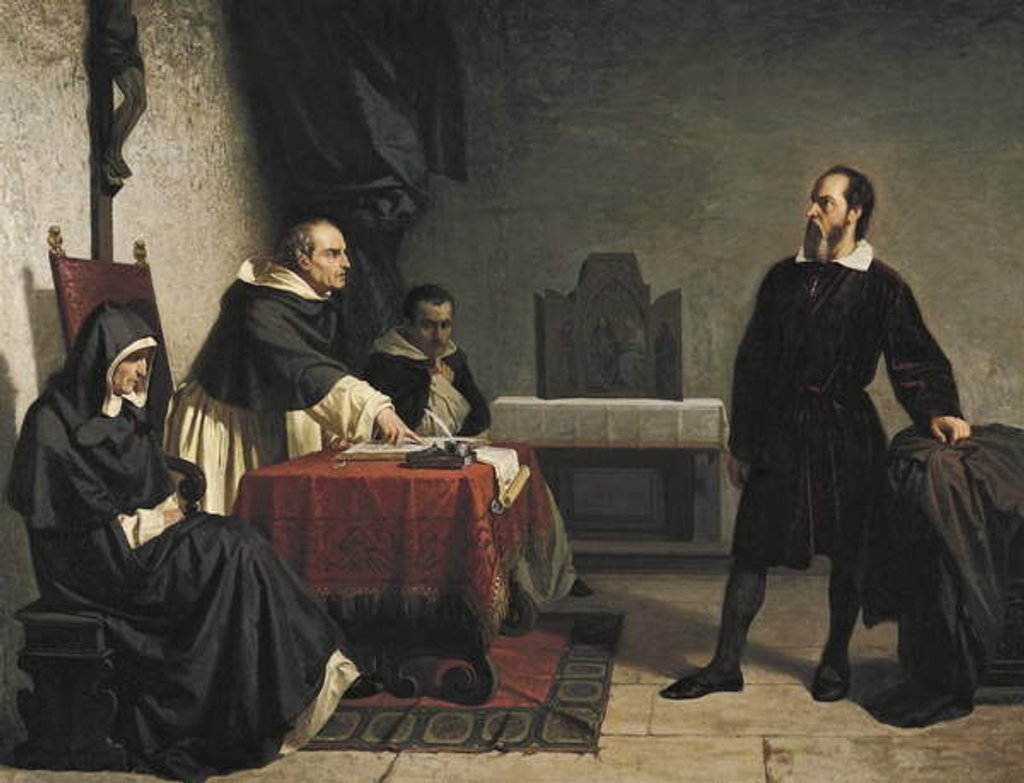 Detail of Galileo before the Roman Inquisition, 1857 by Cristiano Banti