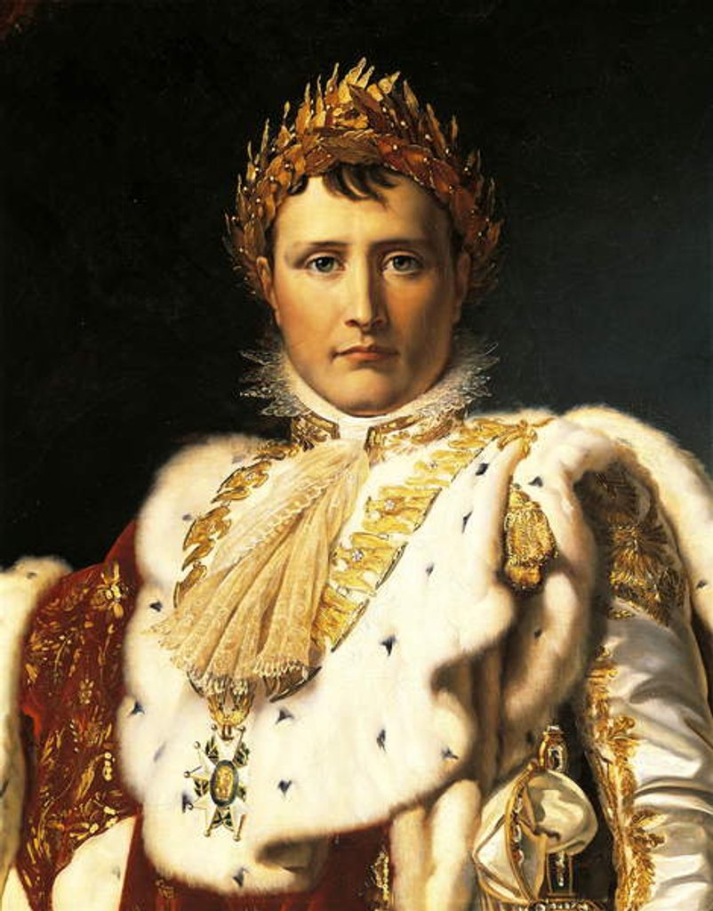 Detail of Napoleon Bonaparte in Emperor's robes, by Francois Baron Gerard ca 1805 by Francois Pascal Simon Baron Gerard