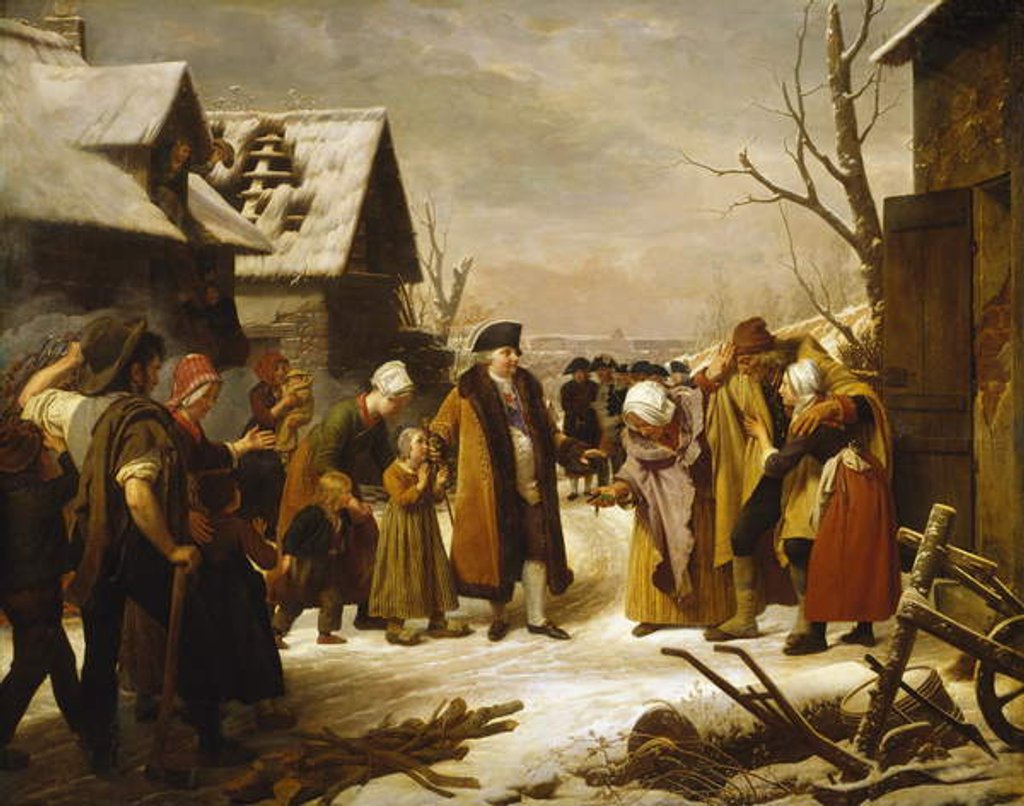 Detail of Louis XVI Distributing Alms to the Poor of Versailles during the Winter of 1788, 1817 by Louis Hersent
