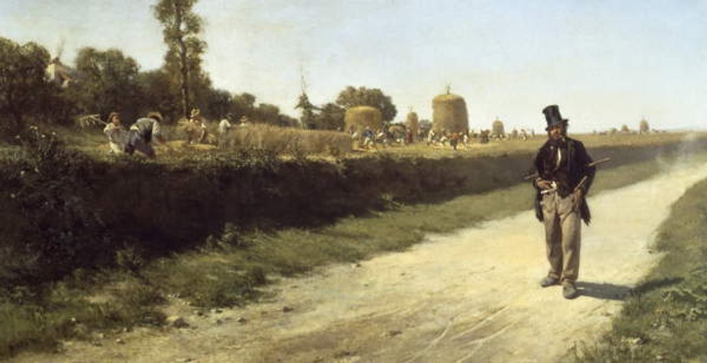 Detail of Idleness and Work, 1863 by Michele Cammarano