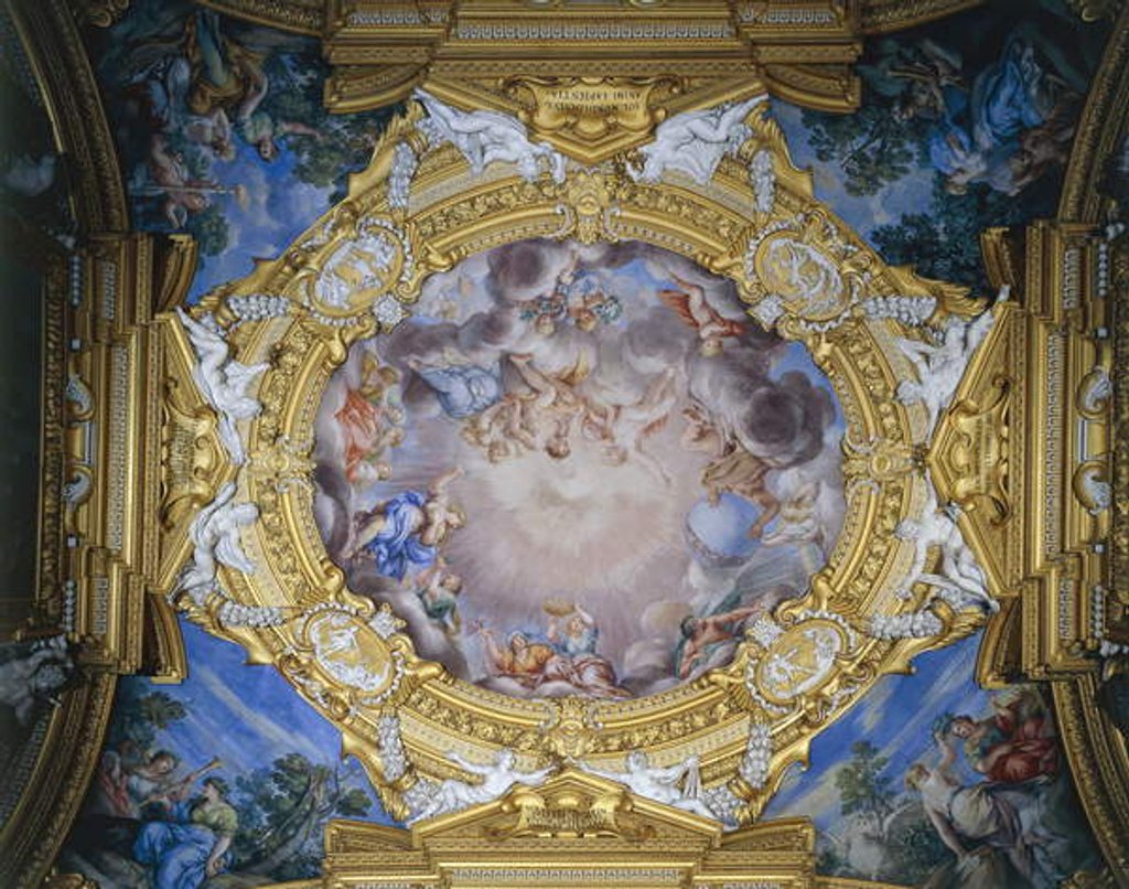 Detail of Cosimo I de Medici presented to Apollo by Gloria and Virtues by Pietro da & Ferri Ciro Cortona