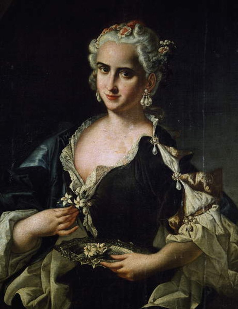 Detail of Portrait of Angela Maria Piccinini, 1742 by Giovanni Domenico Lombardi